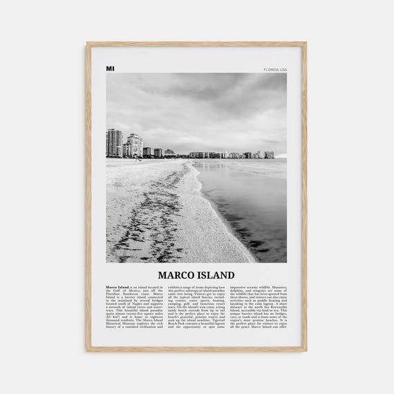 Marco Island Black And White Travel Poster, Florida