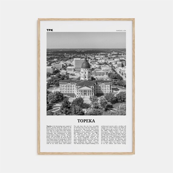 Topeka Kansas Map Print, Black And White Travel Poster