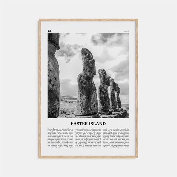 Easter Island Black and White Travel Poster