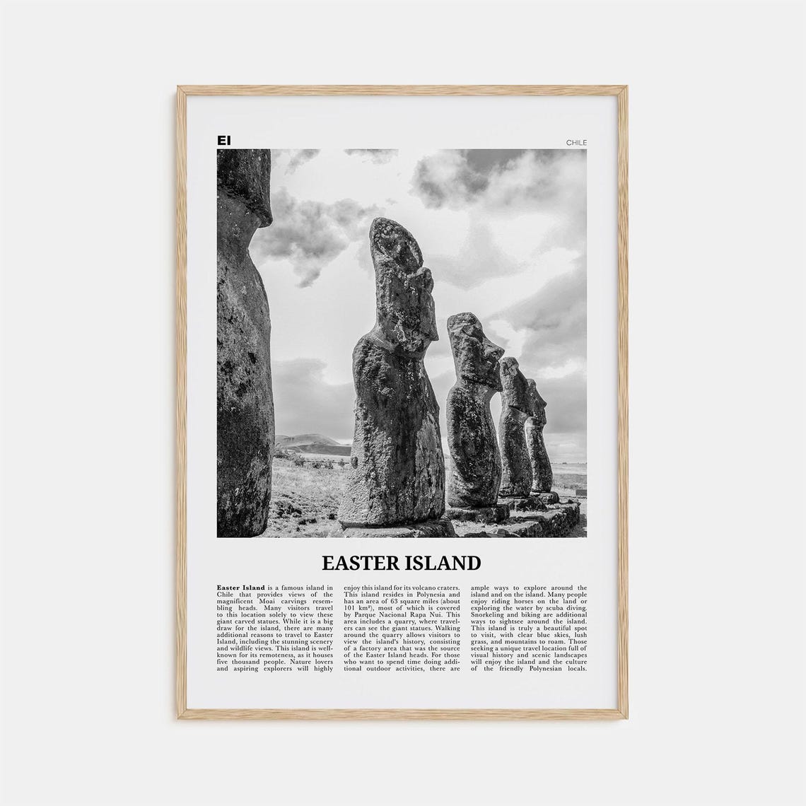 Easter Island Black and White Travel Poster