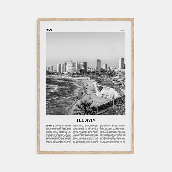 Tel Aviv Black And White Travel Poster, Israel