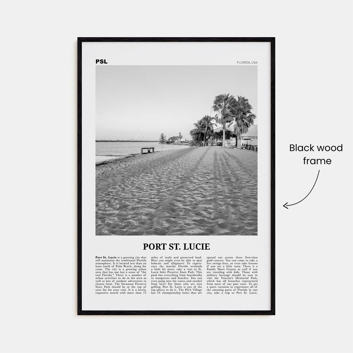 Port St Lucie Print Black And White Port St Lucie Wall Art Port St Lucie Poster Port St Lucie Photo Florida Usa United States - Image 3