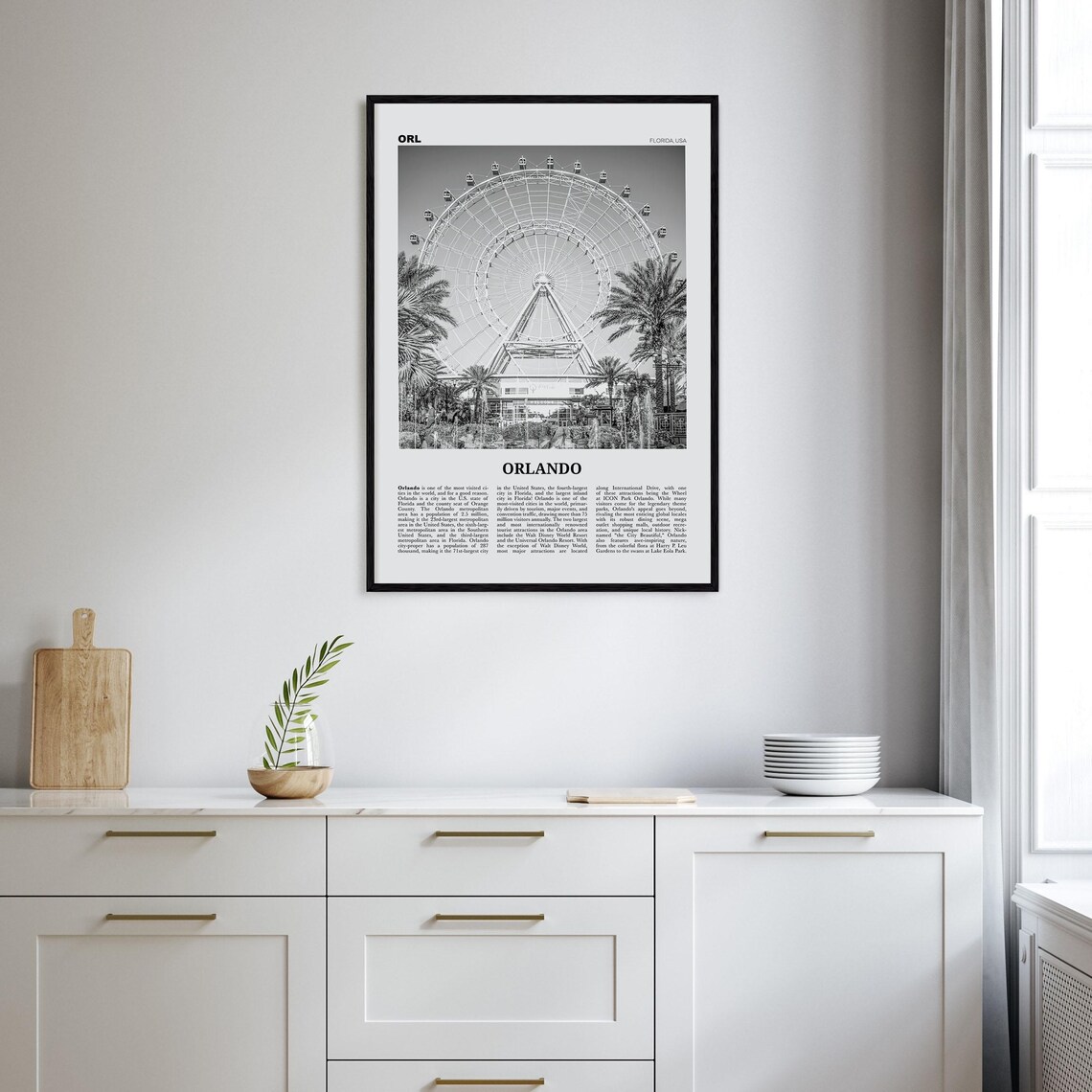 Orlando Print Black And White No 2 Orlando Wall Art Orlando Poster Orlando Photo Orlando Wall Decor Florida Usa United States - Image 2