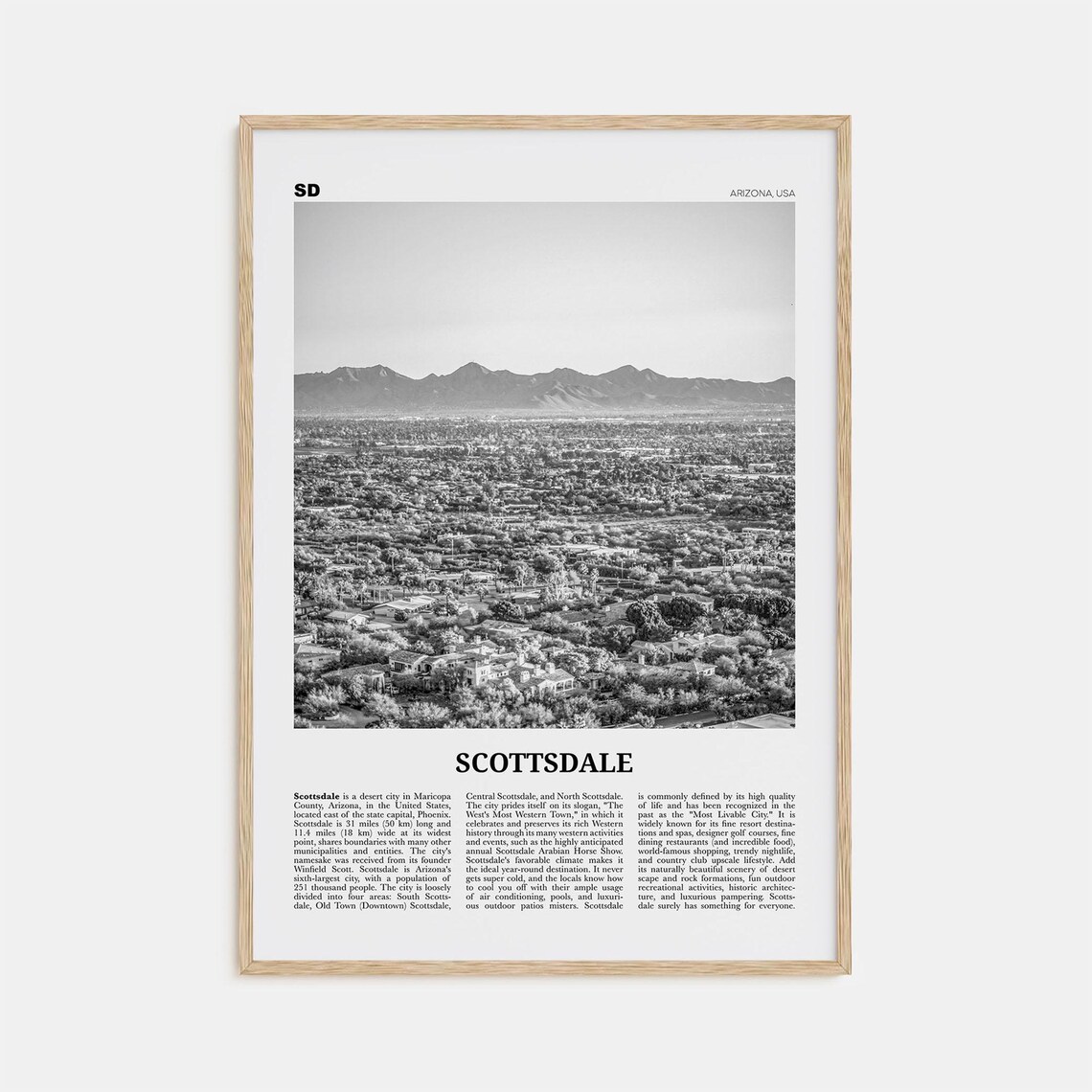 Scottsdale Black and White No. 2 Travel Poster