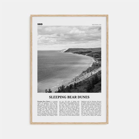 Sleeping Bear Dunes Black and White Travel Poster
