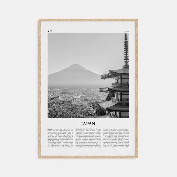 Japan Black and White Travel Poster, Tokyo Asia