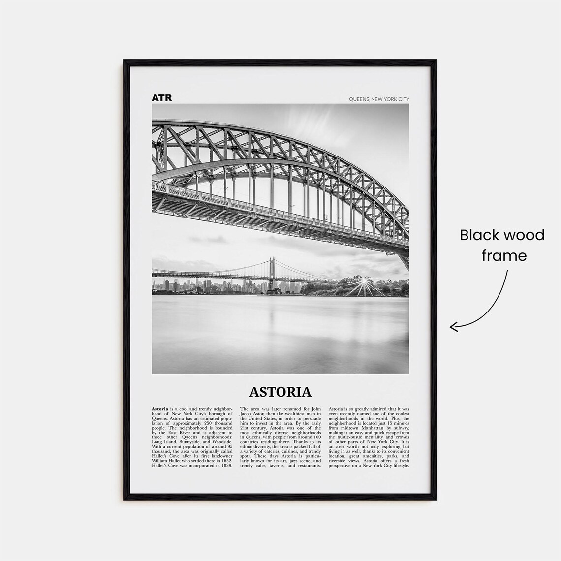 Astoria, New York Black and White Travel Poster - Image 3