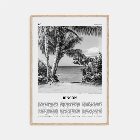 Rincon Black And White Poster, Puerto Rico Caribbean