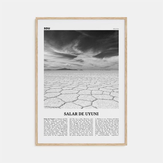 Salar De Uyuni Black And White Art Print, Bolivia