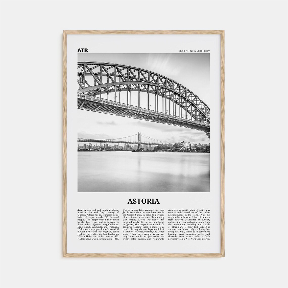 Astoria, New York Black and White Travel Poster