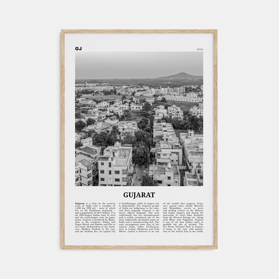 Gujarat Black and White Travel Poster, Ahmedabad
