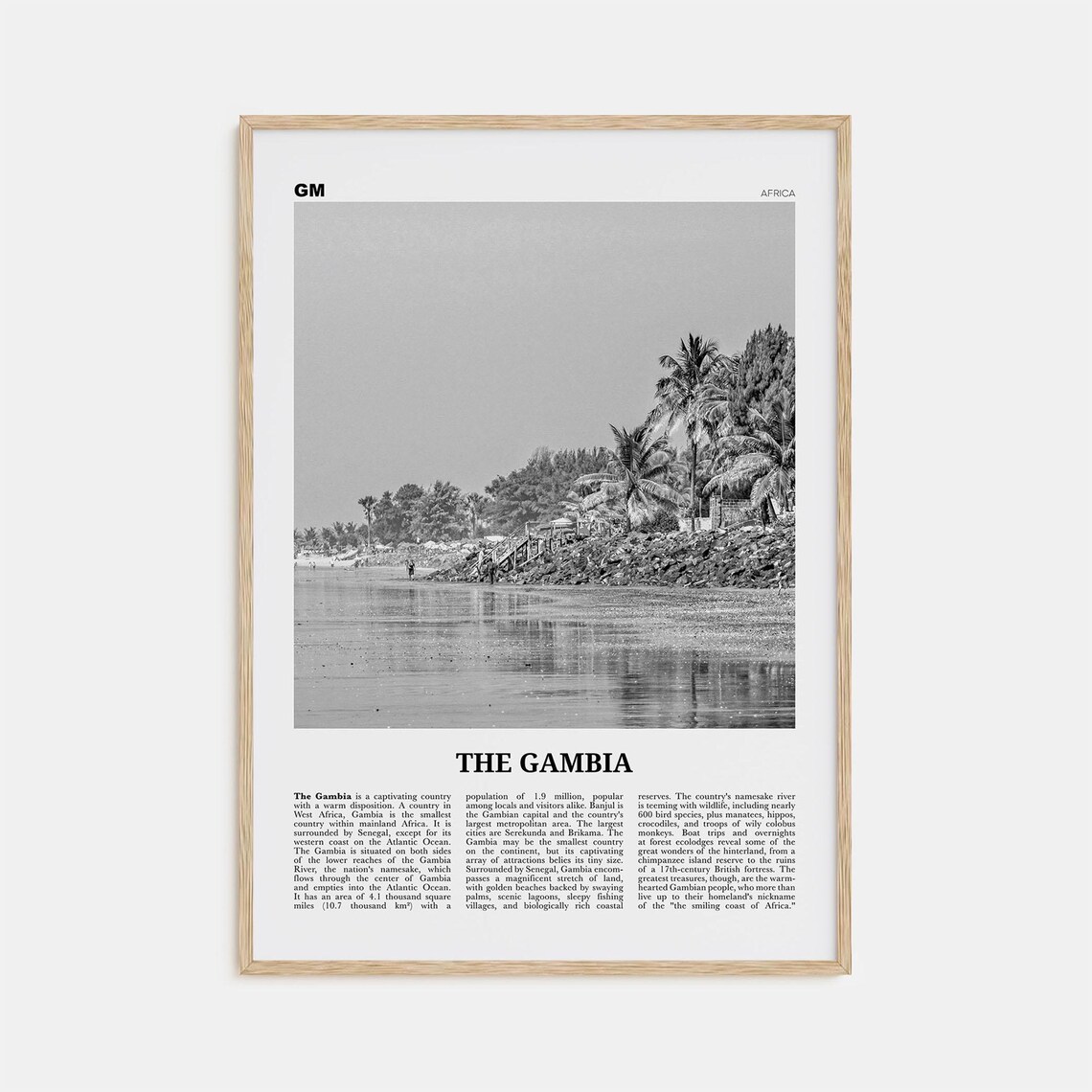 The Gambia Black And White Travel Poster, Africa