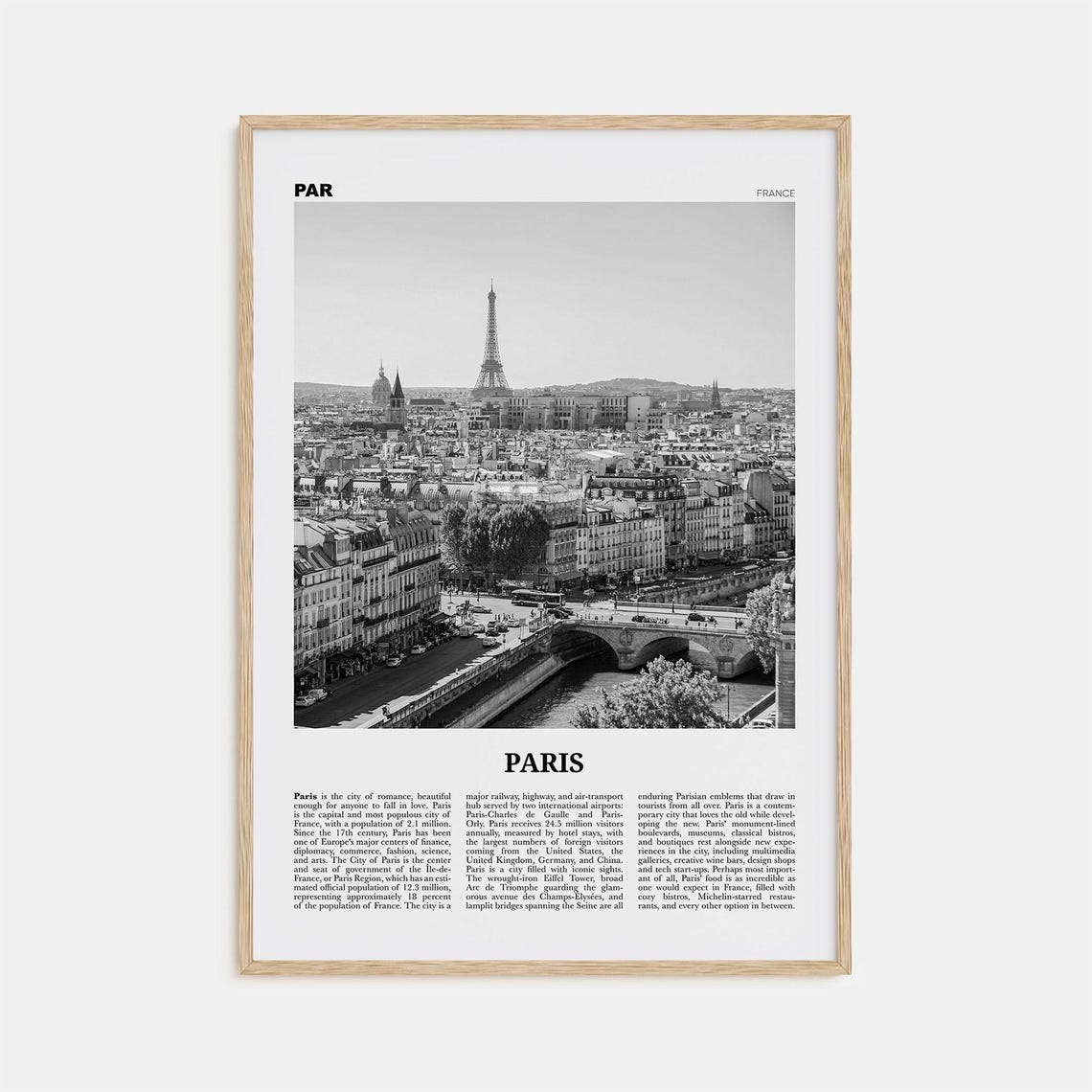 Paris Black and White No. 2 Travel Poster, France