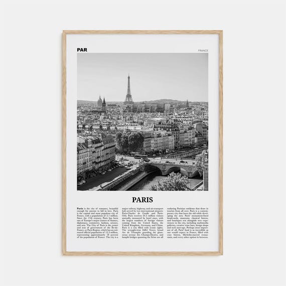 Paris Black and White No. 2 Travel Poster, France