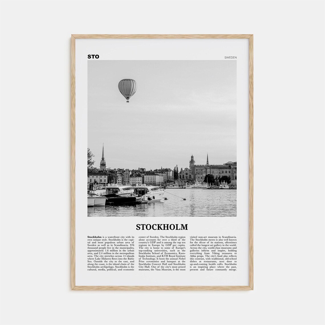Stockholm Black And White No 2 Travel Poster