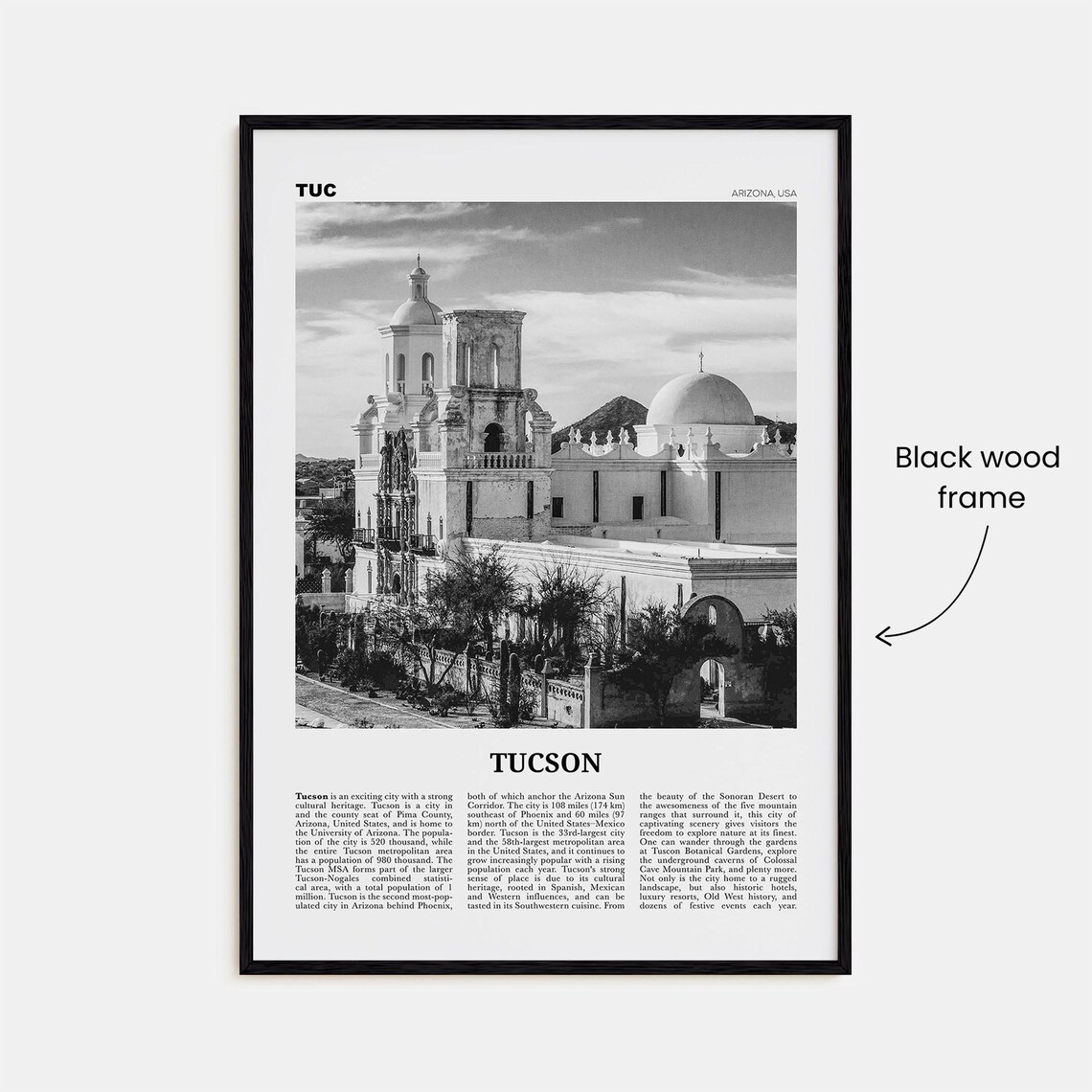 Tucson Print Black And White No 2 Tucson Wall Art Tucson Poster Tucson Photo Tucson Wall Decor Arizona Usa United States America - Image 3