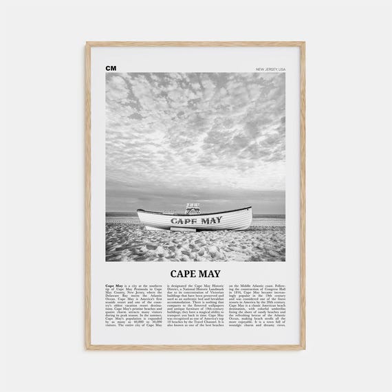 Cape May Black and White Travel Poster, New Jersey
