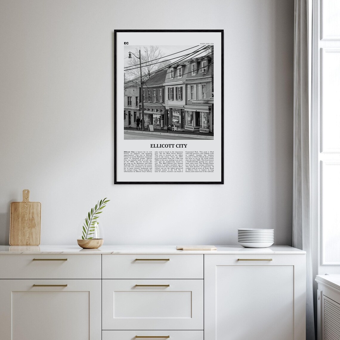 Ellicott City, Maryland Black and White Travel Poster - Image 2