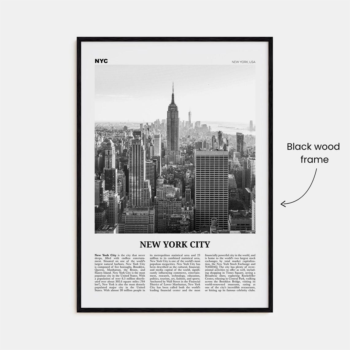 New York City Black And White Travel Poster - Image 3