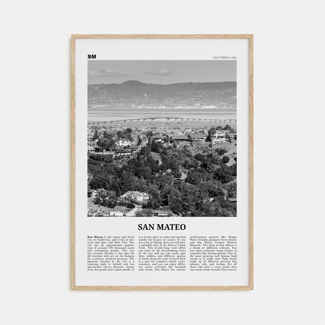 San Mateo Print Black And White San Mateo Wall Art San Mateo Poster San Mateo Photo San Mateo Wall Dcor California Usa United States