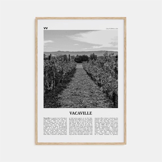 Vacaville Black and White Map Art Print, California