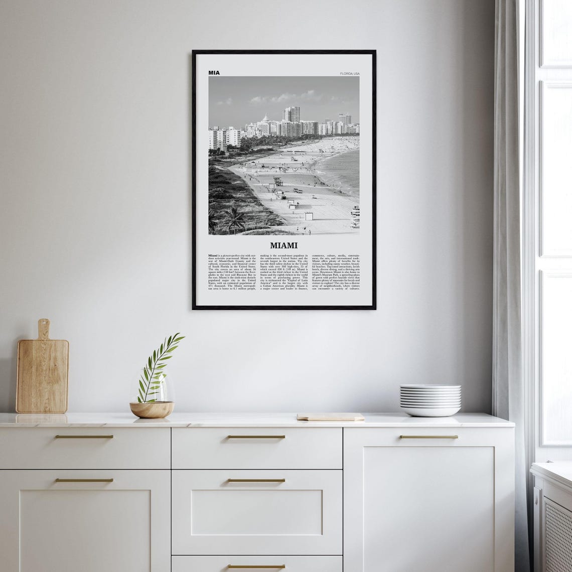 Miami Black and White Travel Poster, Florida USA - Image 2