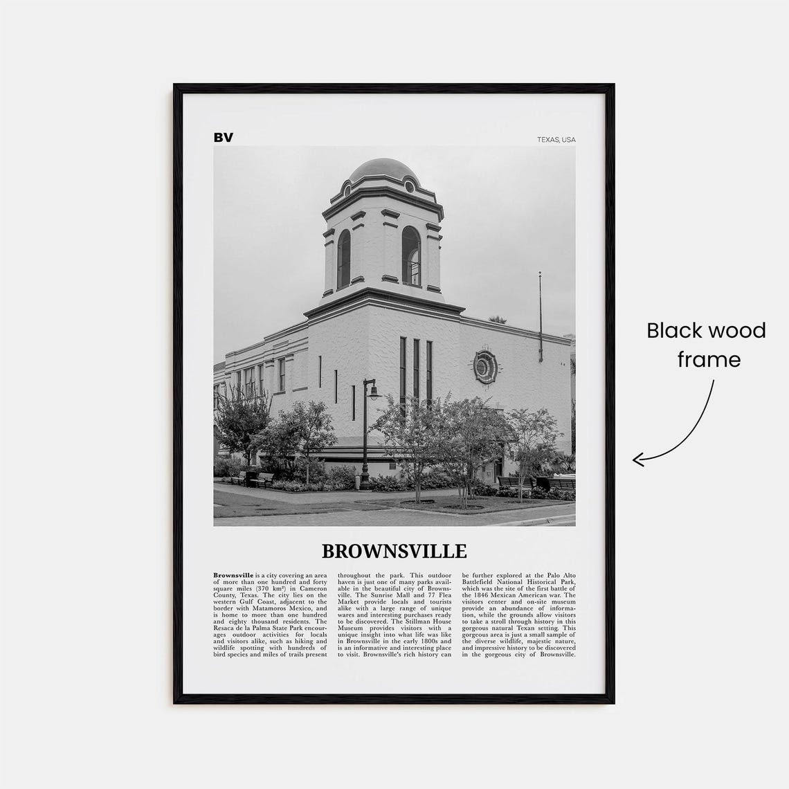 Brownsville Print Black And White Brownsville Wall Art Brownsville Poster Brownsville Photo Brownsville Map Texas Usa United States - Image 3