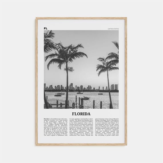 Florida No. 3 Black and White Travel Art Print