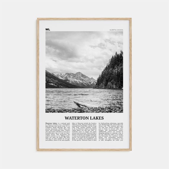 Waterton Lakes National Park, Black And White Art Print