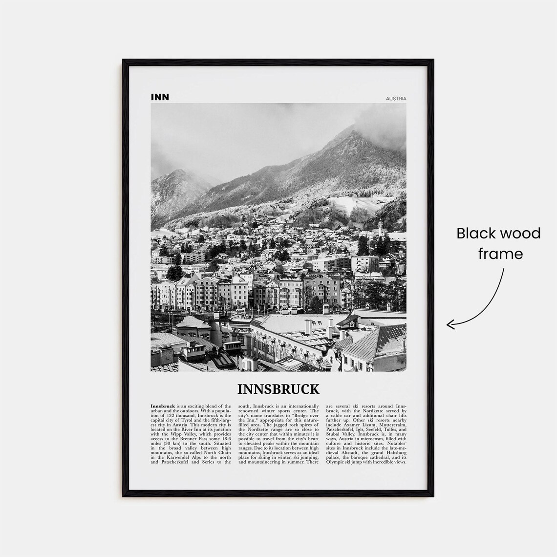 Innsbruck Black and White Travel Poster, Austria - Image 3