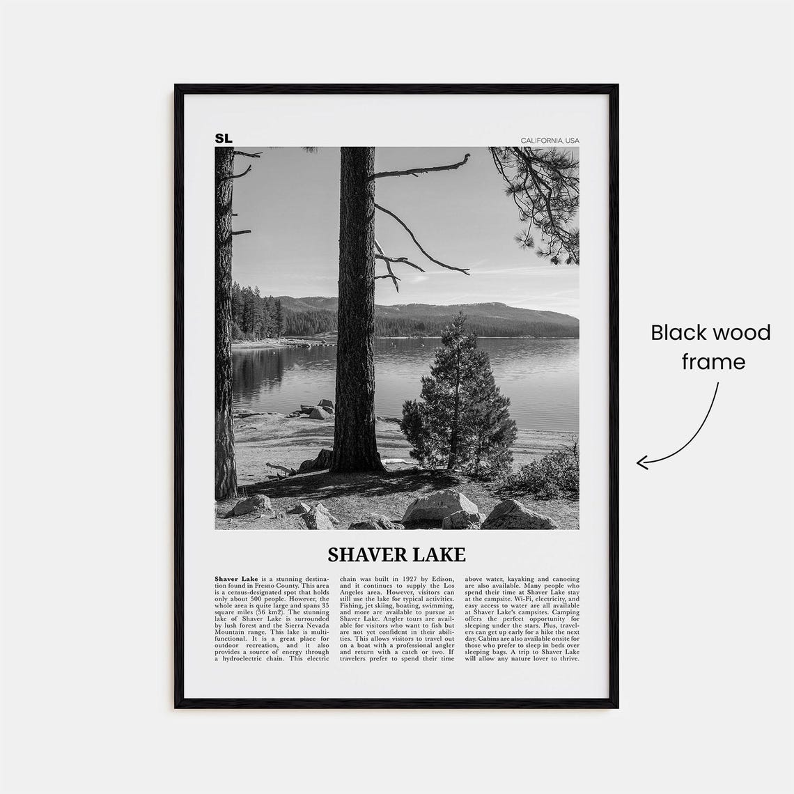 Shaver Lake Black And White Travel Poster - Image 3