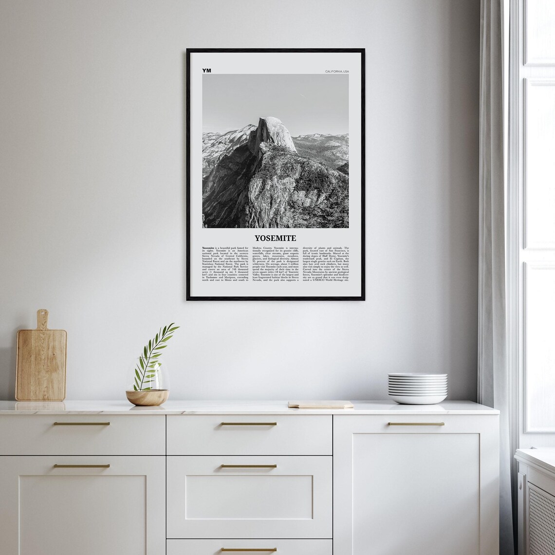 Yosemite National Park Black and White Travel Poster - Image 2