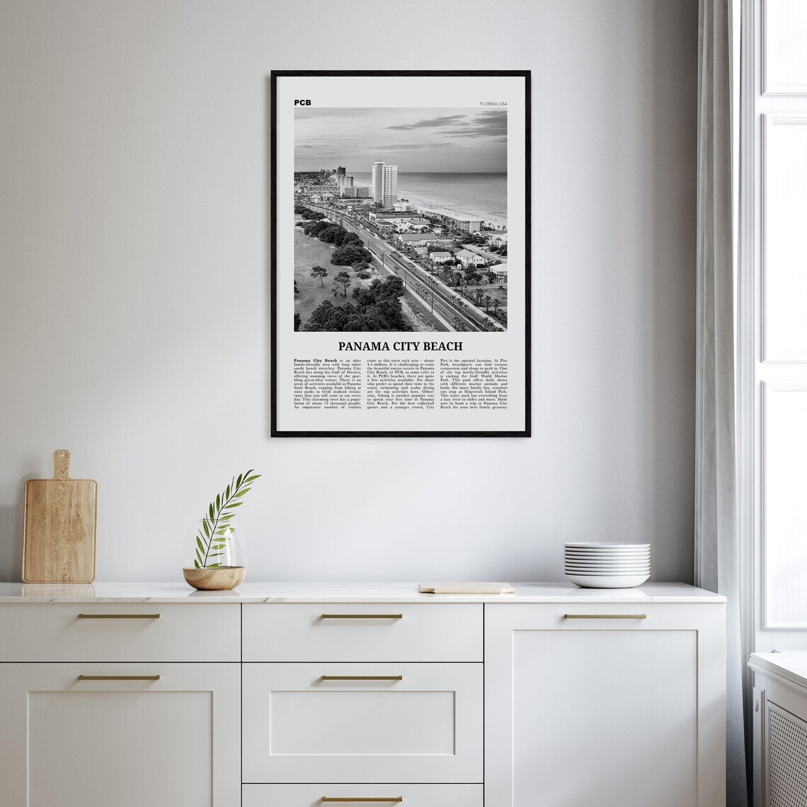 Panama City Beach Black and White Travel Poster - Image 2