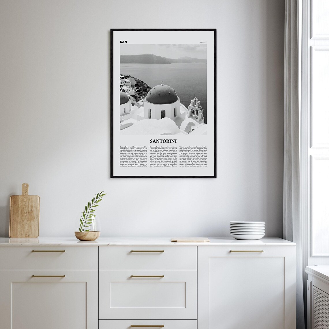 Santorini Black and White Travel Poster, Greece - Image 2