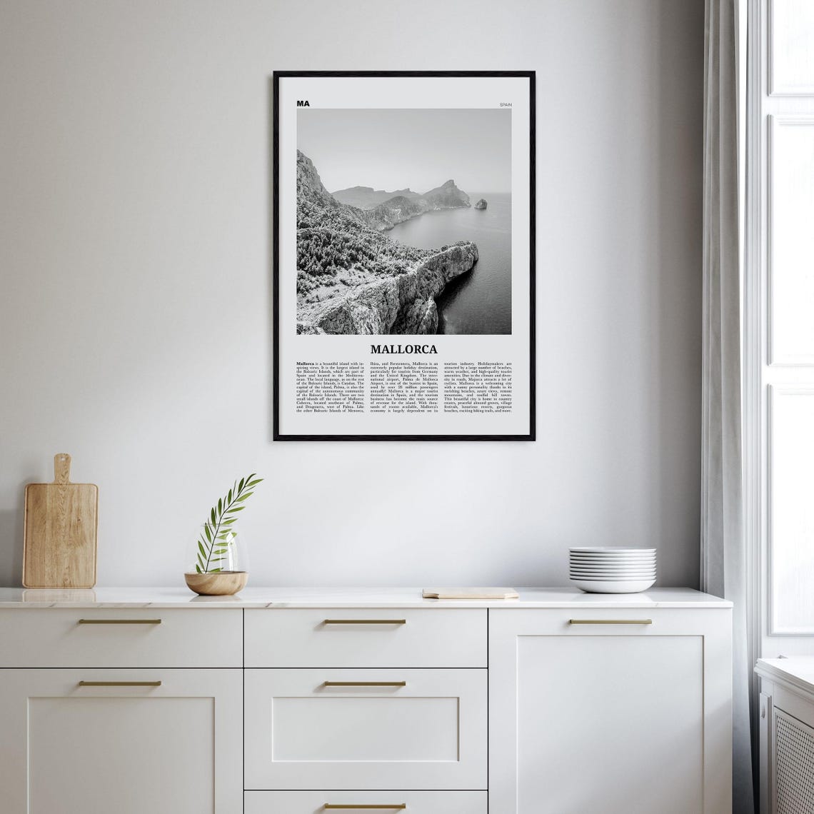 Mallorca Black and White Travel Poster, Spain - Image 2