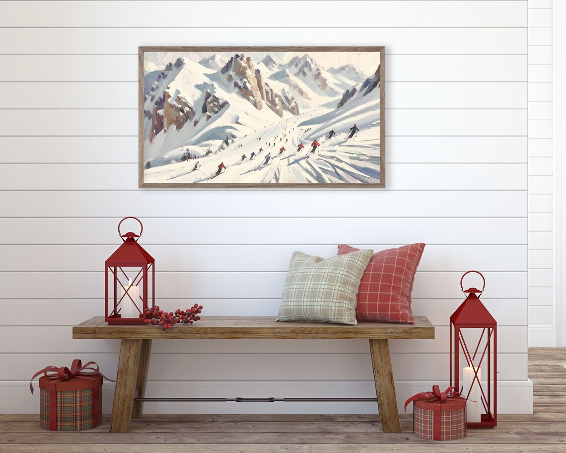 Ski Holiday in Snow, Vintage Style Travel Poster - Image 3