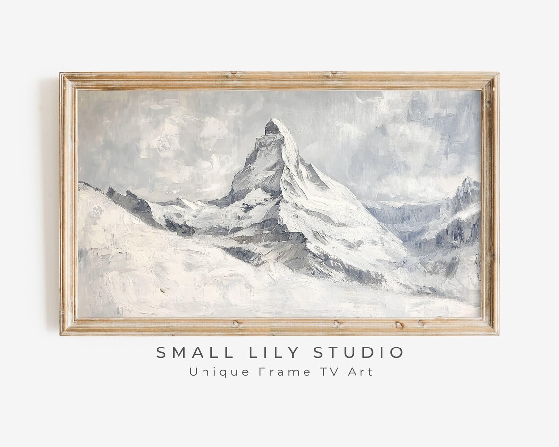 Matterhorn Switzerland Snow Peak Winter Mountain Vintage Painting Art Poster