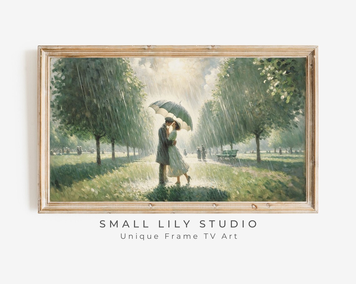 Couple In The Rain Romantic Wedding Anniversary Art Print