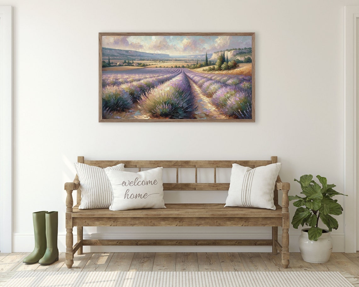 Provence Lavender Fields Sunset Vintage Impressionist Landscape Poster - Image 2