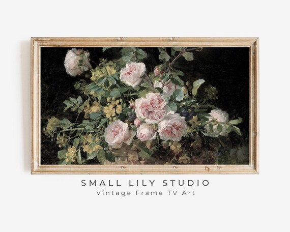 Frame Tv Art Moody Floral Pink Roses Frame Tv Art Vintage Still Life Painting Dark Flowers Easter Tv Art Yellow Flowers Tv250