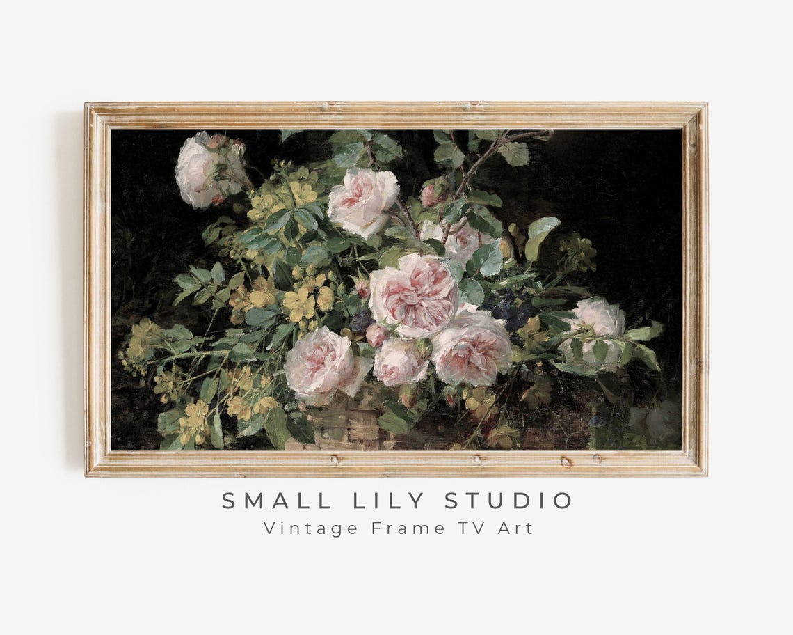 Frame Tv Art Moody Floral Pink Roses Frame Tv Art Vintage Still Life Painting Dark Flowers Easter Tv Art Yellow Flowers Tv250