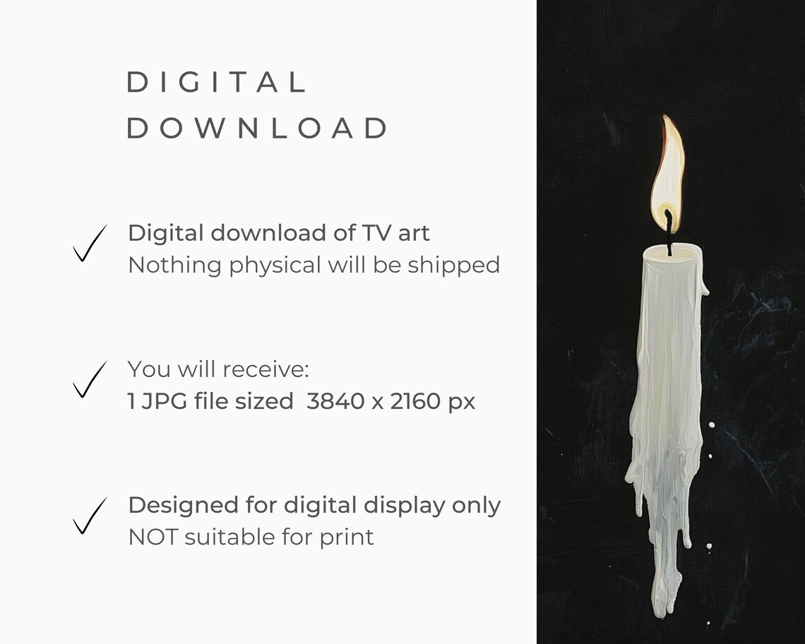 White Floating Candles Black Background Minimalist Halloween Painting Poster - Image 2