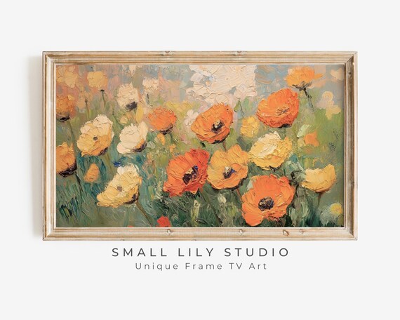 Orange And Yellow Poppies Impasto Textured Floral Painting Poster