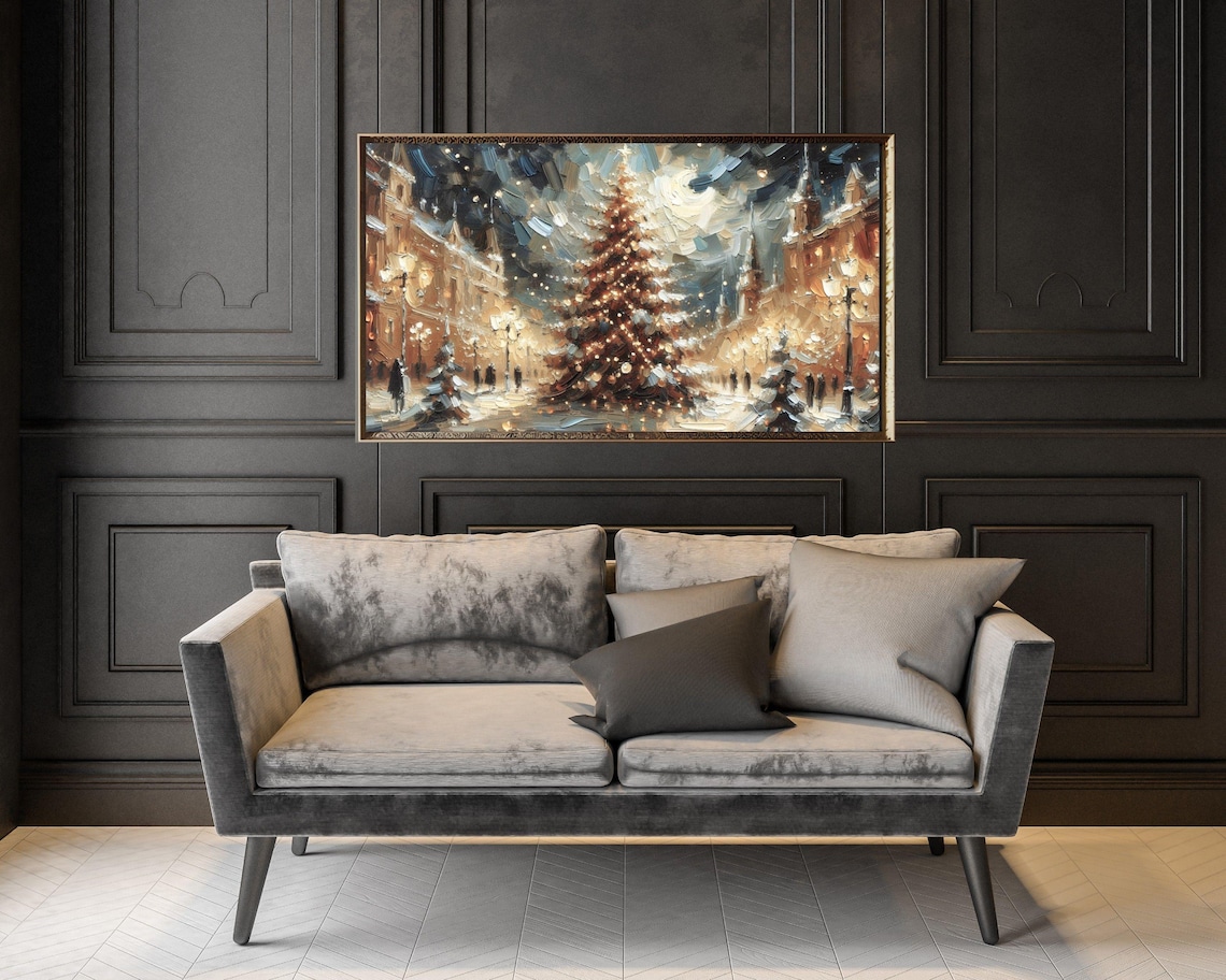 Vintage Christmas Tree In Town Square Art Print - Image 3