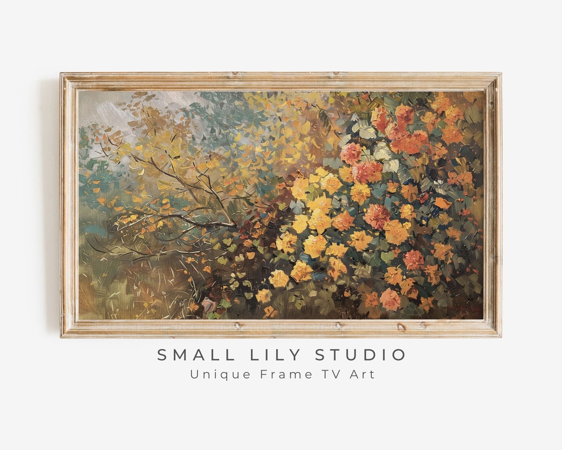 Yellow And Orange Blossoms On Branches Impressionist Painting Poster