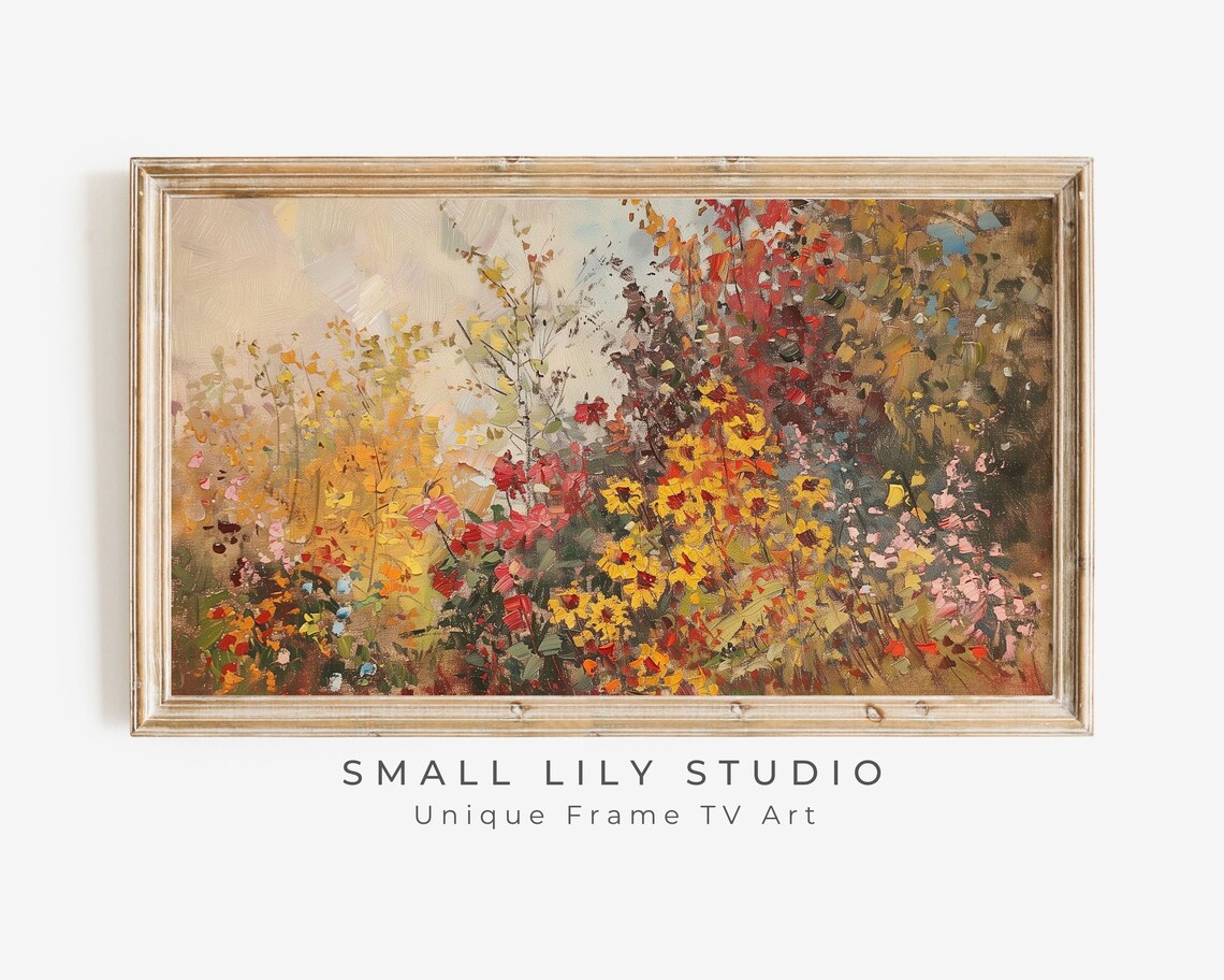 Fall Floral Landscape Vintage Style Art Print