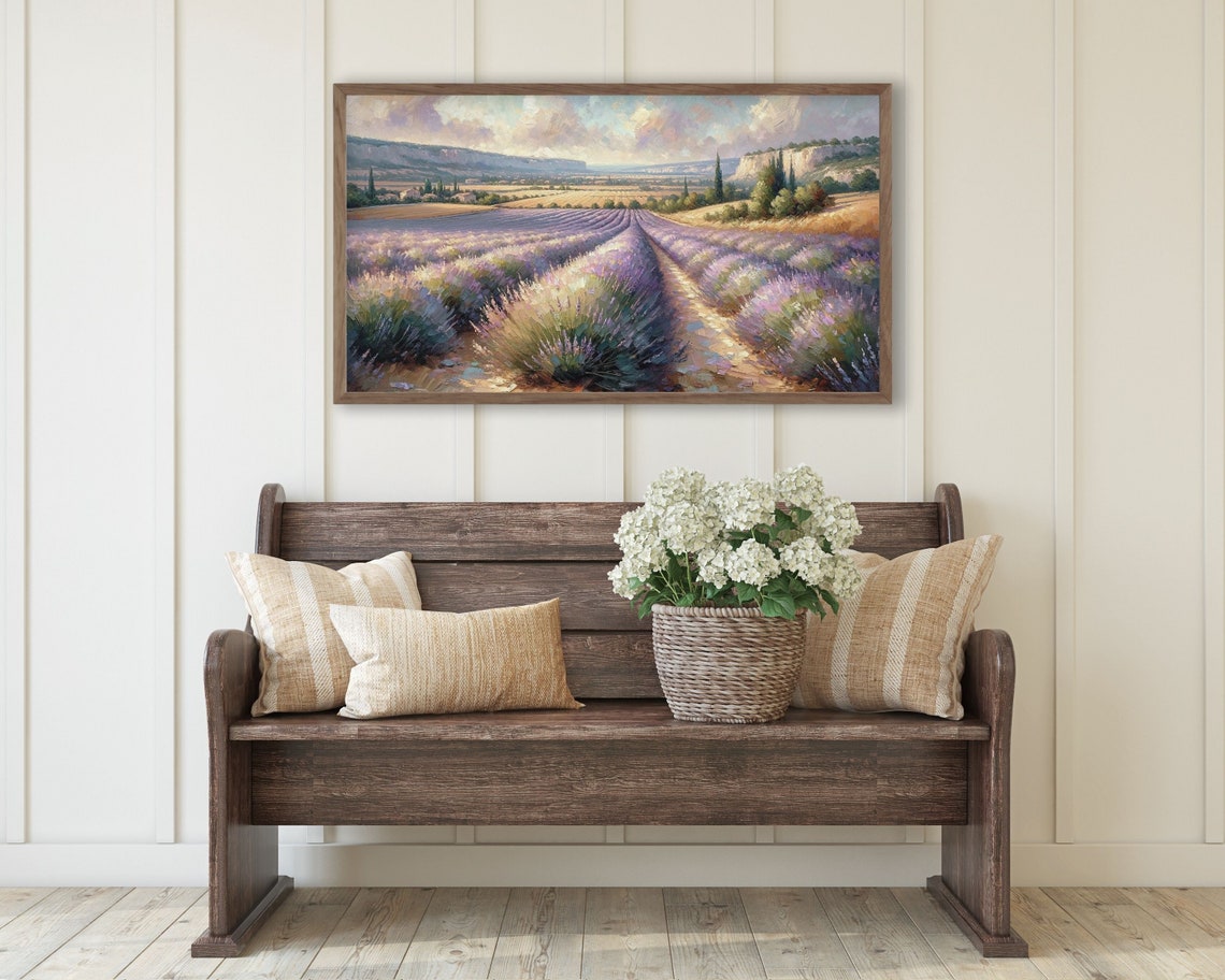 Provence Lavender Fields Sunset Vintage Impressionist Landscape Poster - Image 3
