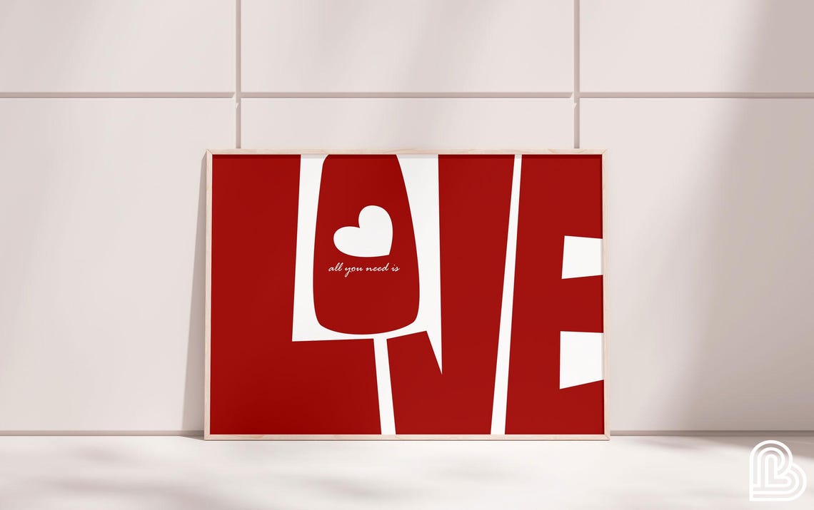 All You Need Is Love Oversized Bold Red Typography Minimalist Poster