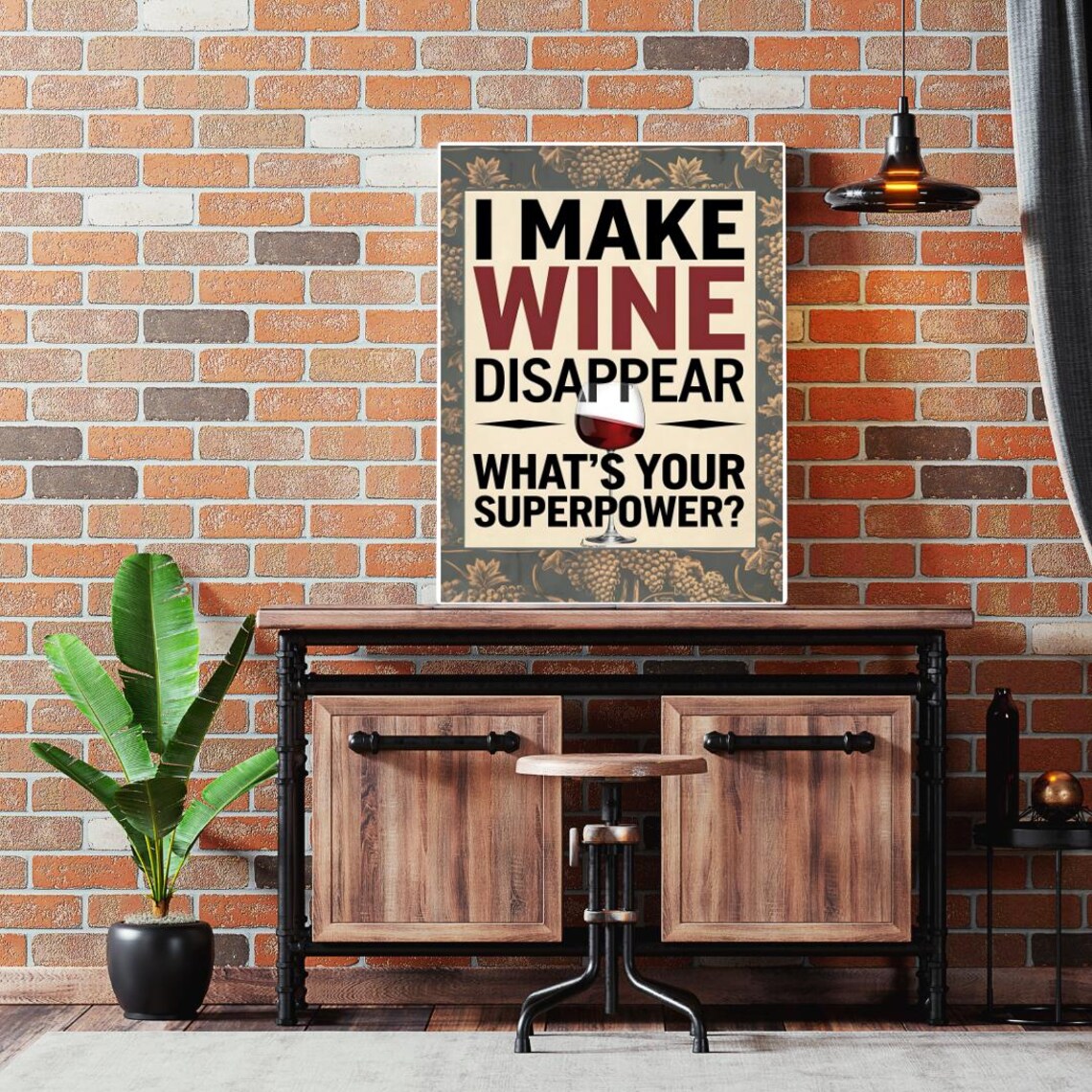 I Make Wine Disappear Funny Quote Poster with Grapevine Border - Image 5