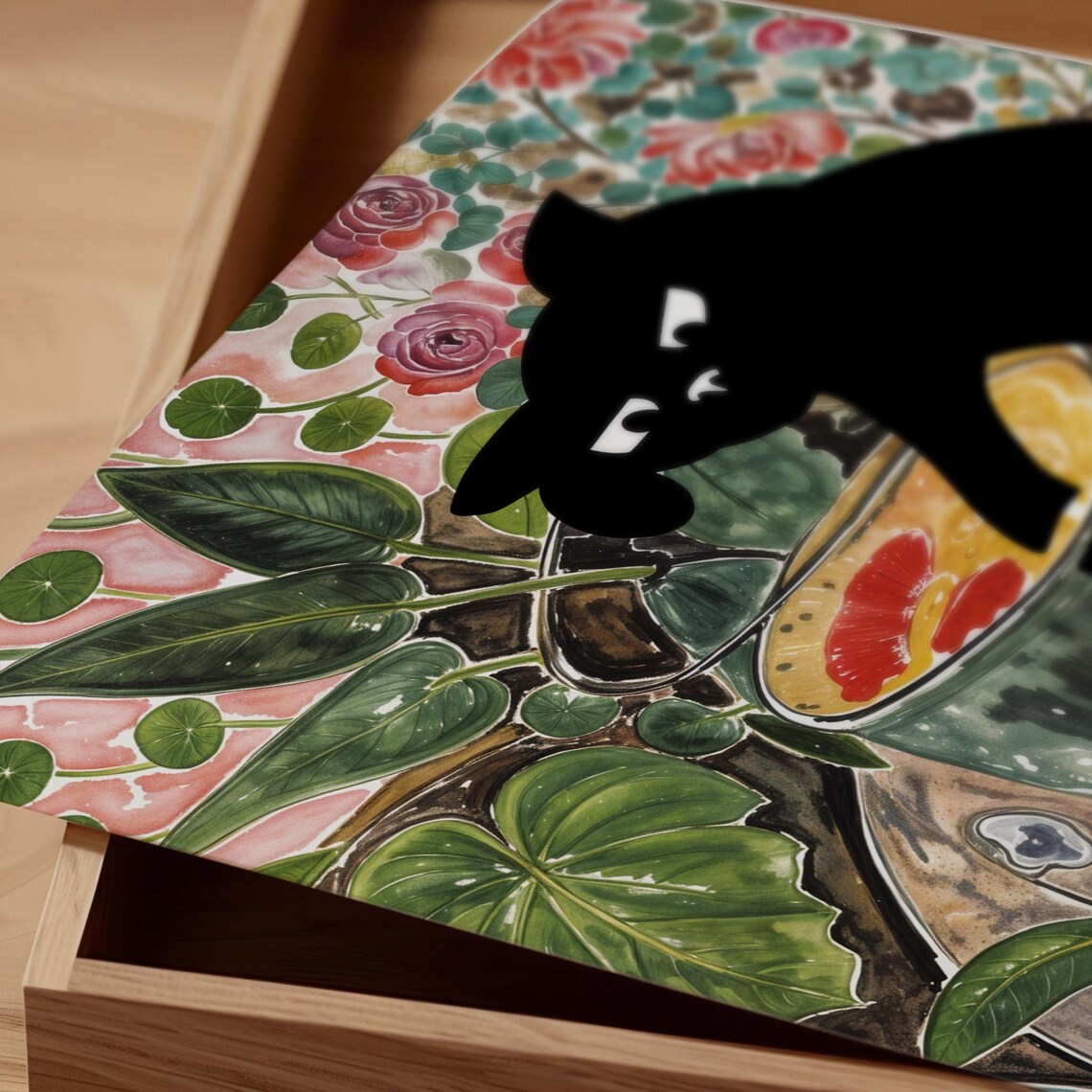 Henri Matisse Style Black Cat With Goldfish Bowl Botanical Art Poster - Image 3